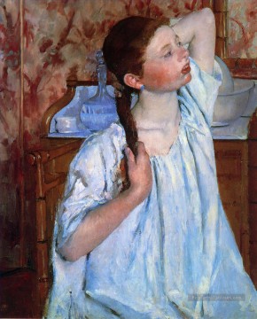  veux Peintre - Fille arrangeant ses cheveux mères des enfants Mary Cassatt
